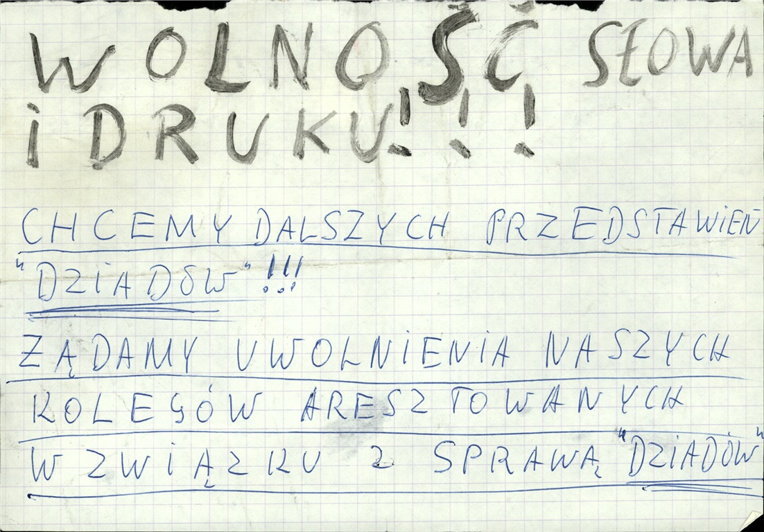 Ulotka studencka, 1968 r., fot. IPN